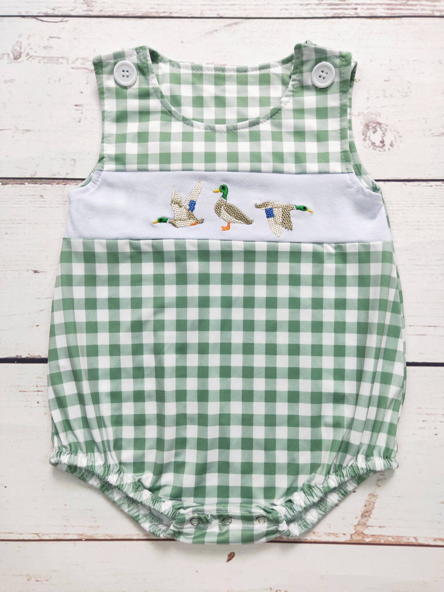 sassy kids palace - Baby Boys Checkered Duck Appliqué Romper