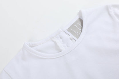 Lil Cactus White Cotton Layering Girls Shirt: 3T