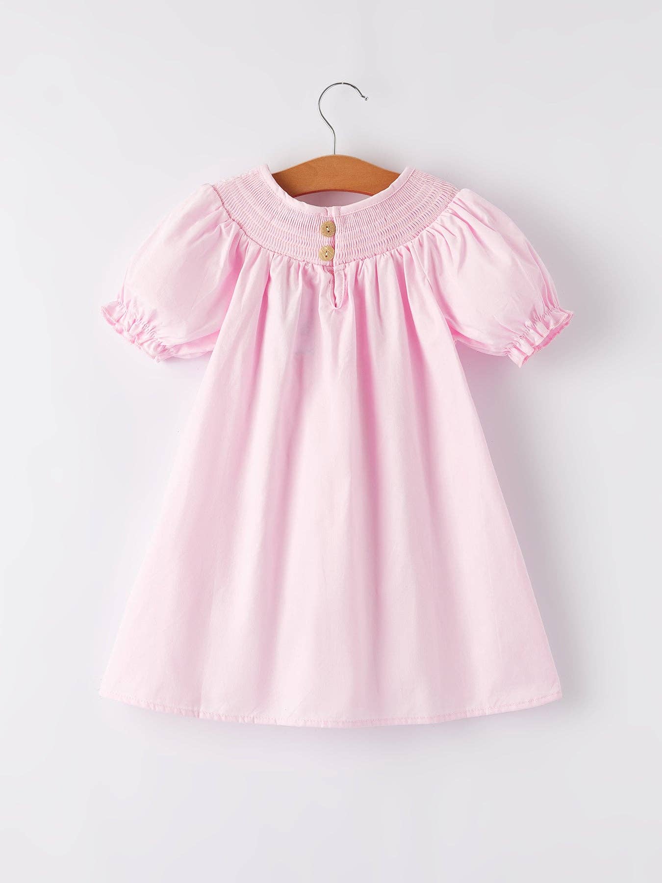 Rylee Faith Designs White Bow Smock Embroidered Pink Dress: 2