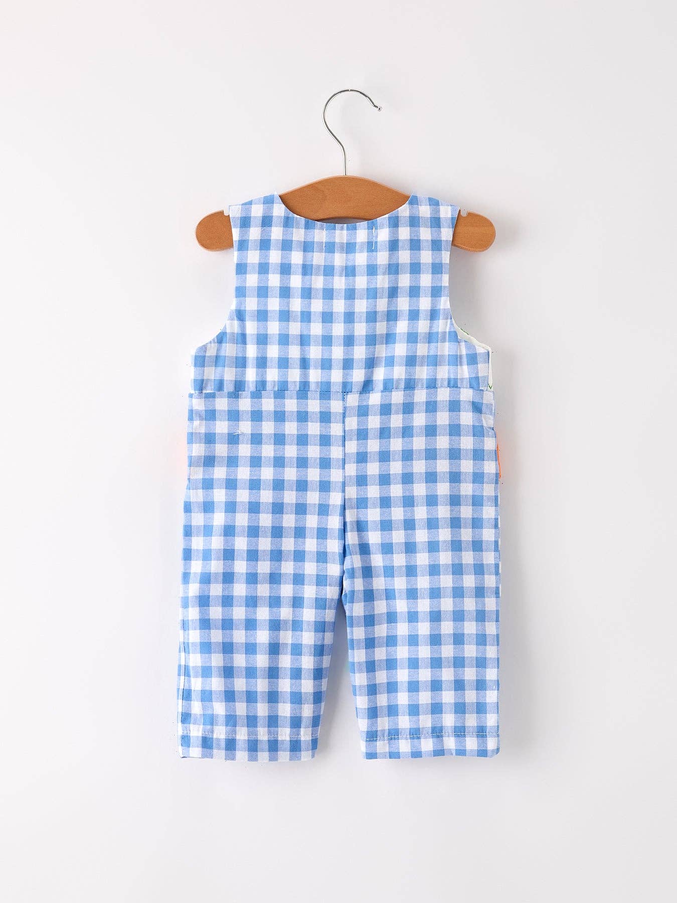 Rylee Faith Designs - Fall Thanksgiving& Halloween Blue Pumpkin Smock Embroidery Baby Boy Romper
