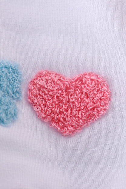 Blue Heart embroidery ruffle romper