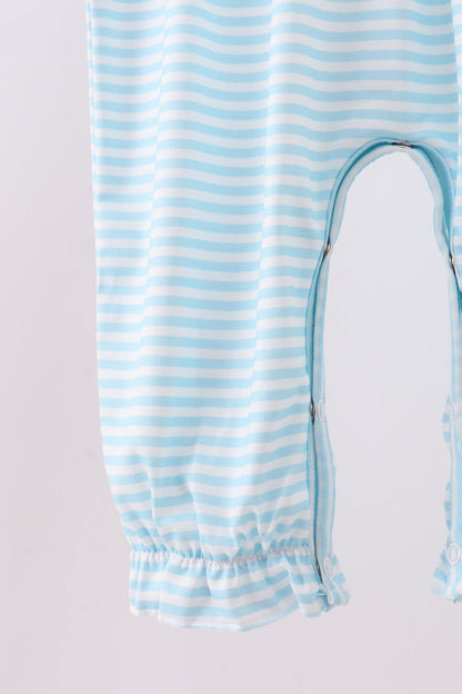 Blue Heart embroidery ruffle romper