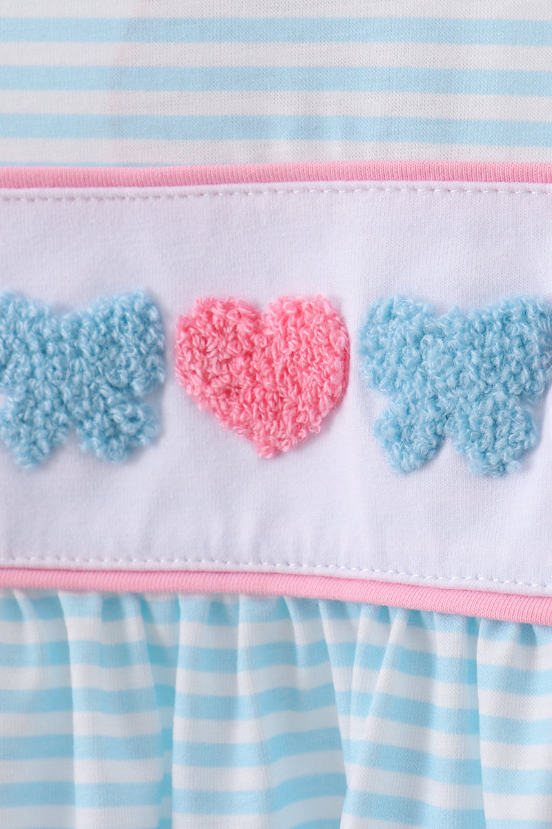 Blue Heart French knot pants set