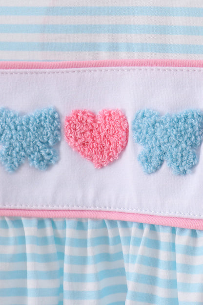 Blue Heart French knot pants set