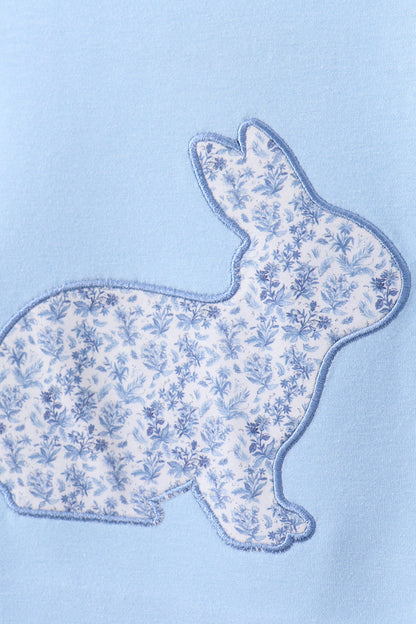 Abby & Evie Blue Bunny Applique Ruffle Shorts Set