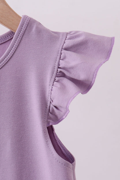 Abby & Evie Purple bunny applique ruffle dress
