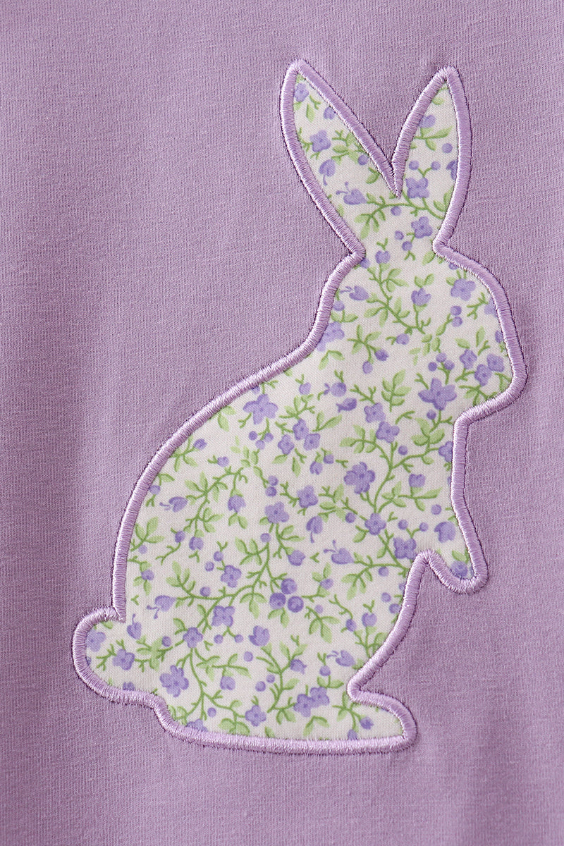 Abby & Evie Purple bunny applique ruffle dress