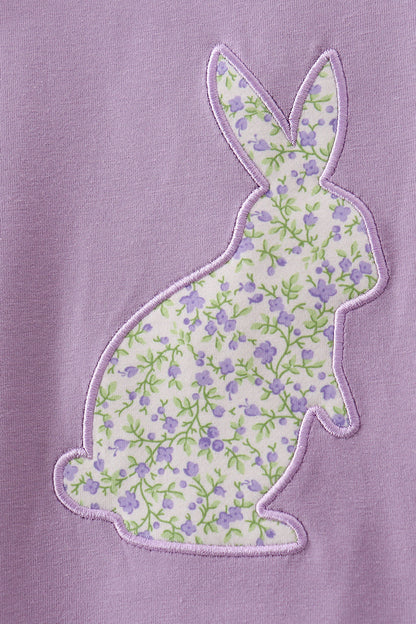 Abby & Evie Purple bunny applique ruffle dress