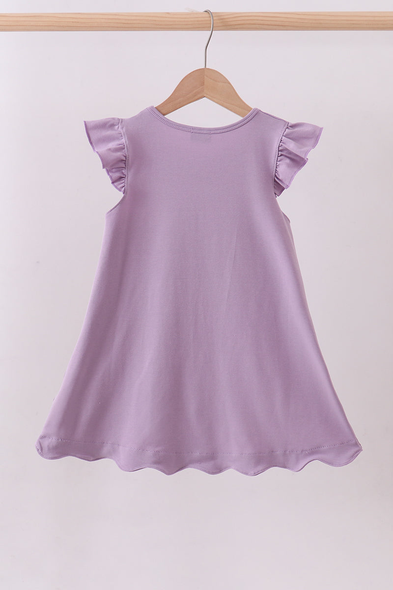 Abby & Evie Purple bunny applique ruffle dress