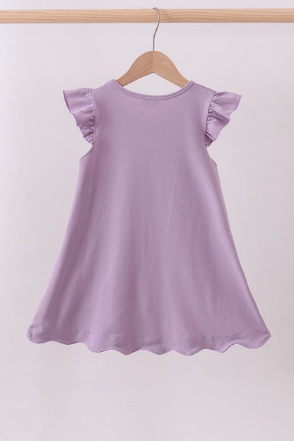 Abby & Evie Purple bunny applique ruffle dress