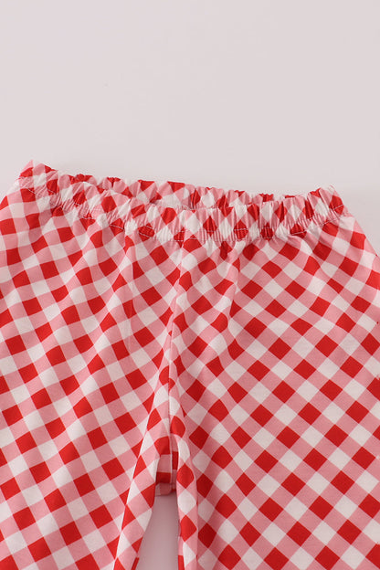 Red farm smocked pants set
