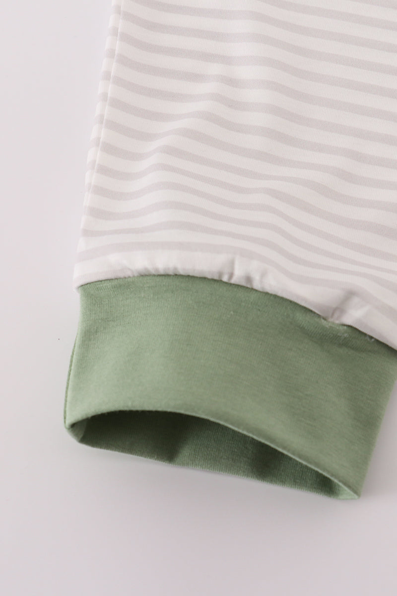 Sage fish French Knot Stripe Pajama Set