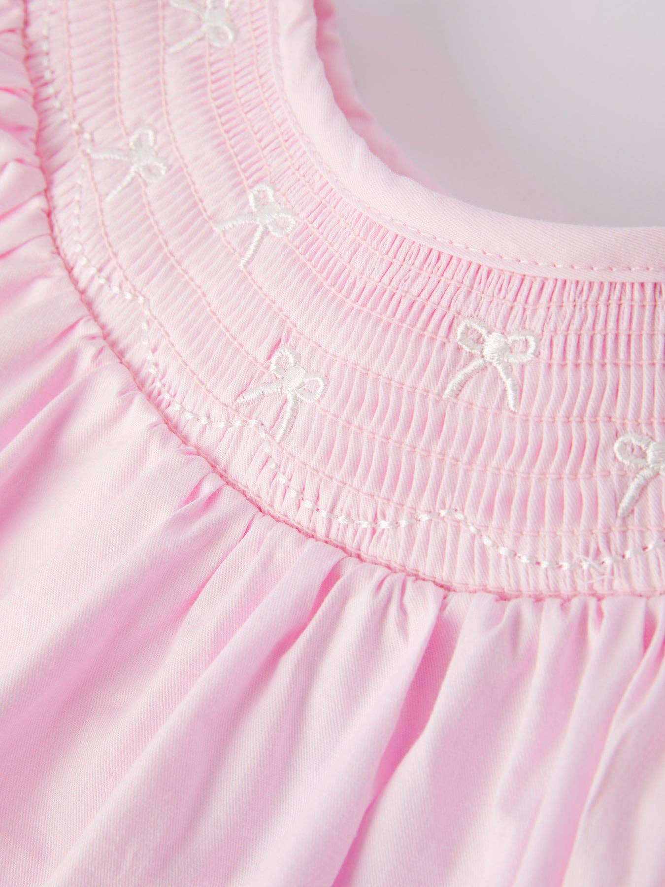 Rylee Faith Designs White Bow Smock Embroidered Pink Dress: 4