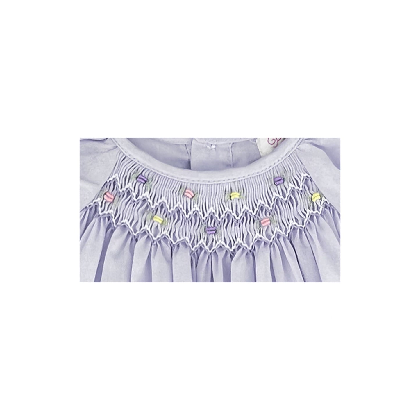 Petit Ami Daygown with Raglan Sleeves and Embroidered Hem: Lavender / 6 Month