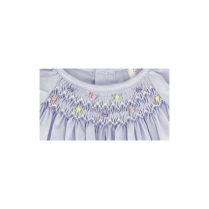 Petit Ami Daygown with Raglan Sleeves and Embroidered Hem: Lavender / 6 Month