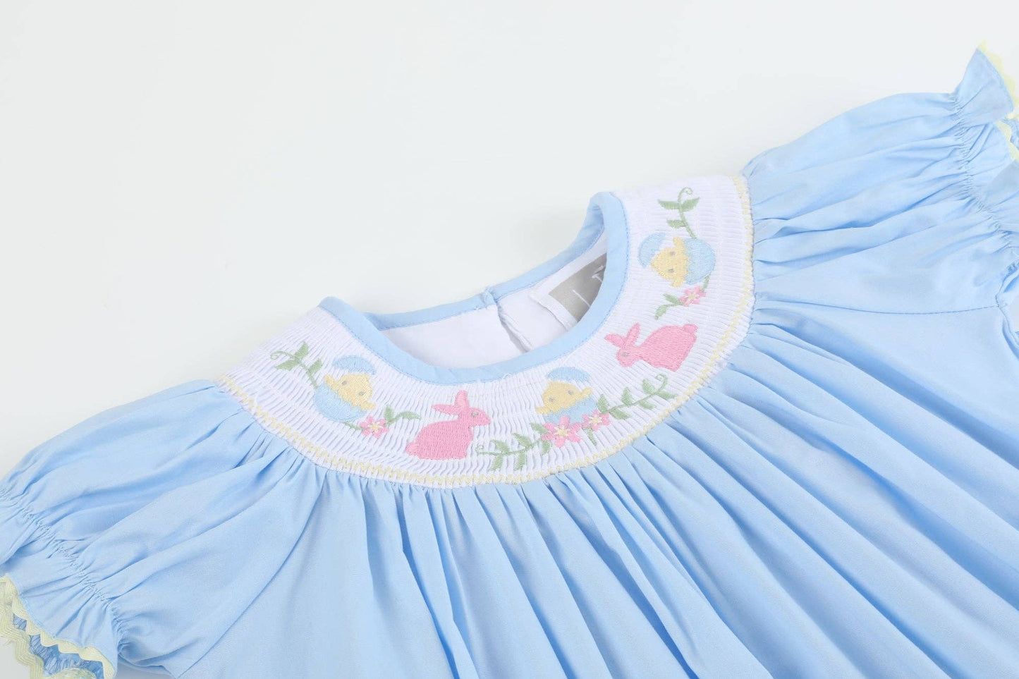 Lil Cactus - Light Blue Easter Smocked Bishop Dress