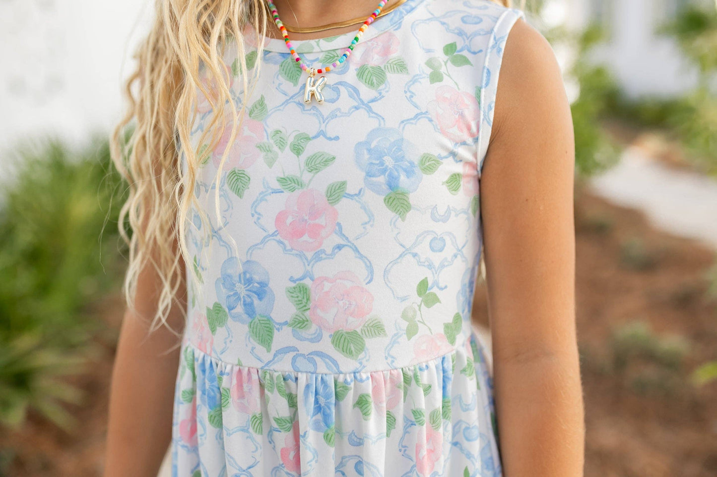 Adorable Sweetness - Girls Olivia 3 Ruffle Pastel Blue Floral Spring Summer Dress