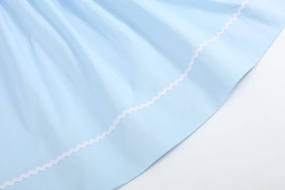 Lil Cactus Blue and White Smocked Bishop Dress: 4T