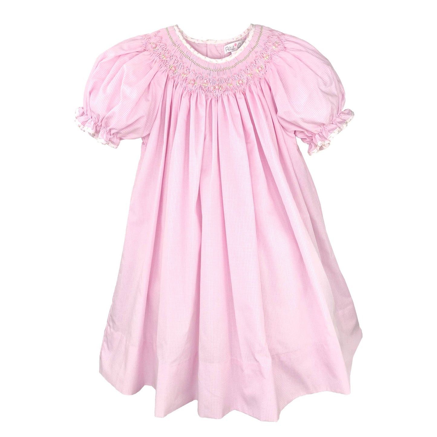 Petit Ami Bishop Smocked Pink Check Dress: 4T