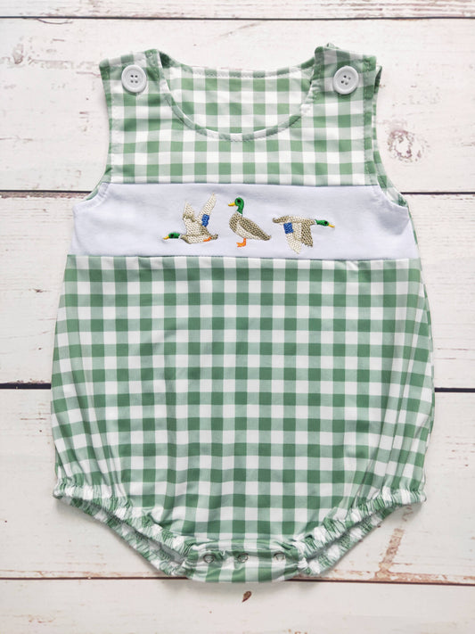 sassy kids palace - Baby Boys Checkered Duck Appliqué Romper