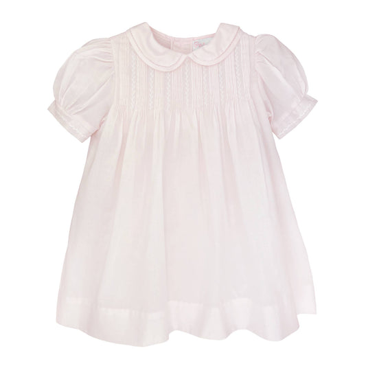 Petit Ami Dress with Pintucks and Featherstitching: 9 Month