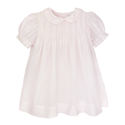 Petit Ami Dress with Pintucks and Featherstitching: 6 Month