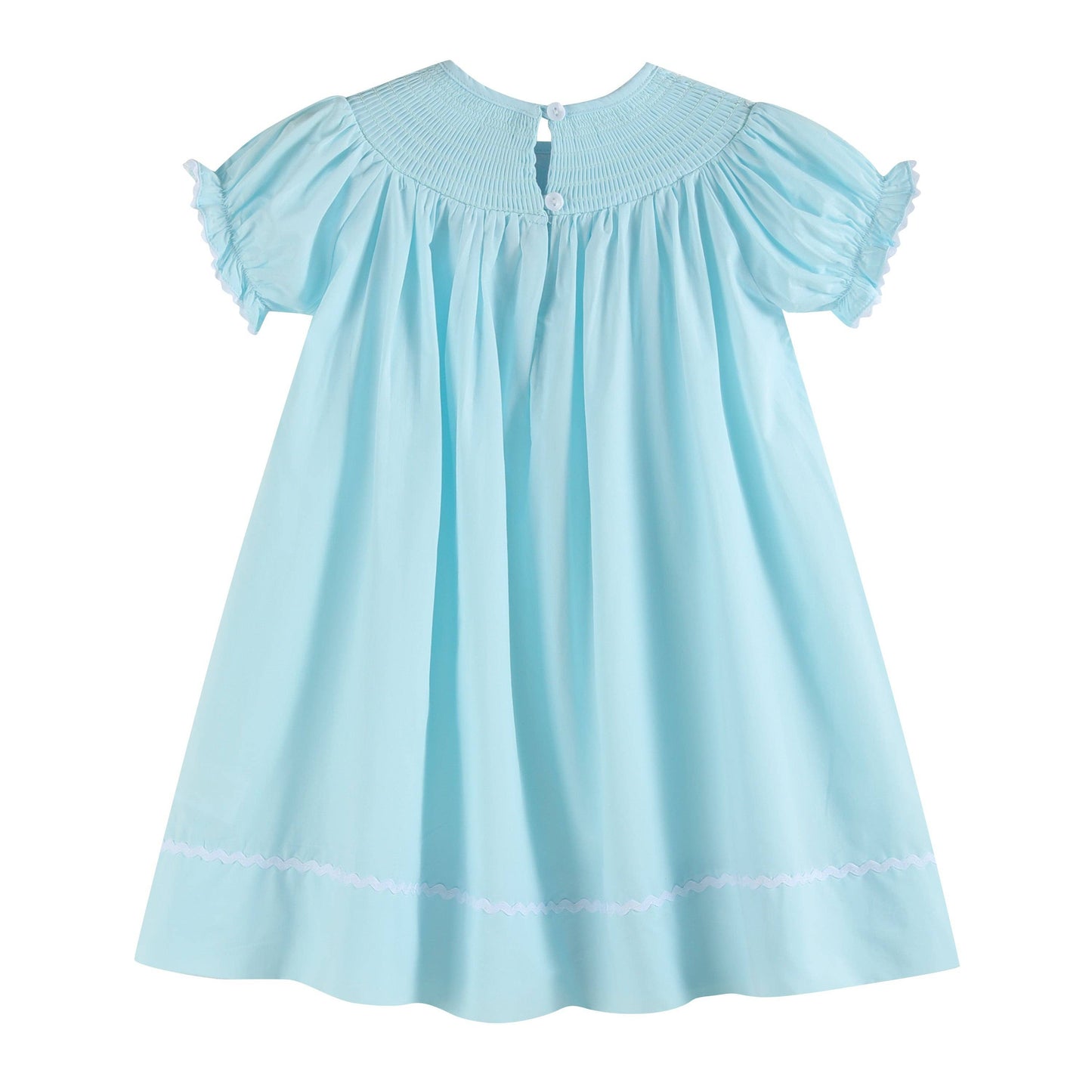 Lil Cactus - Light Blue Daisy Smocked Bishop Dress