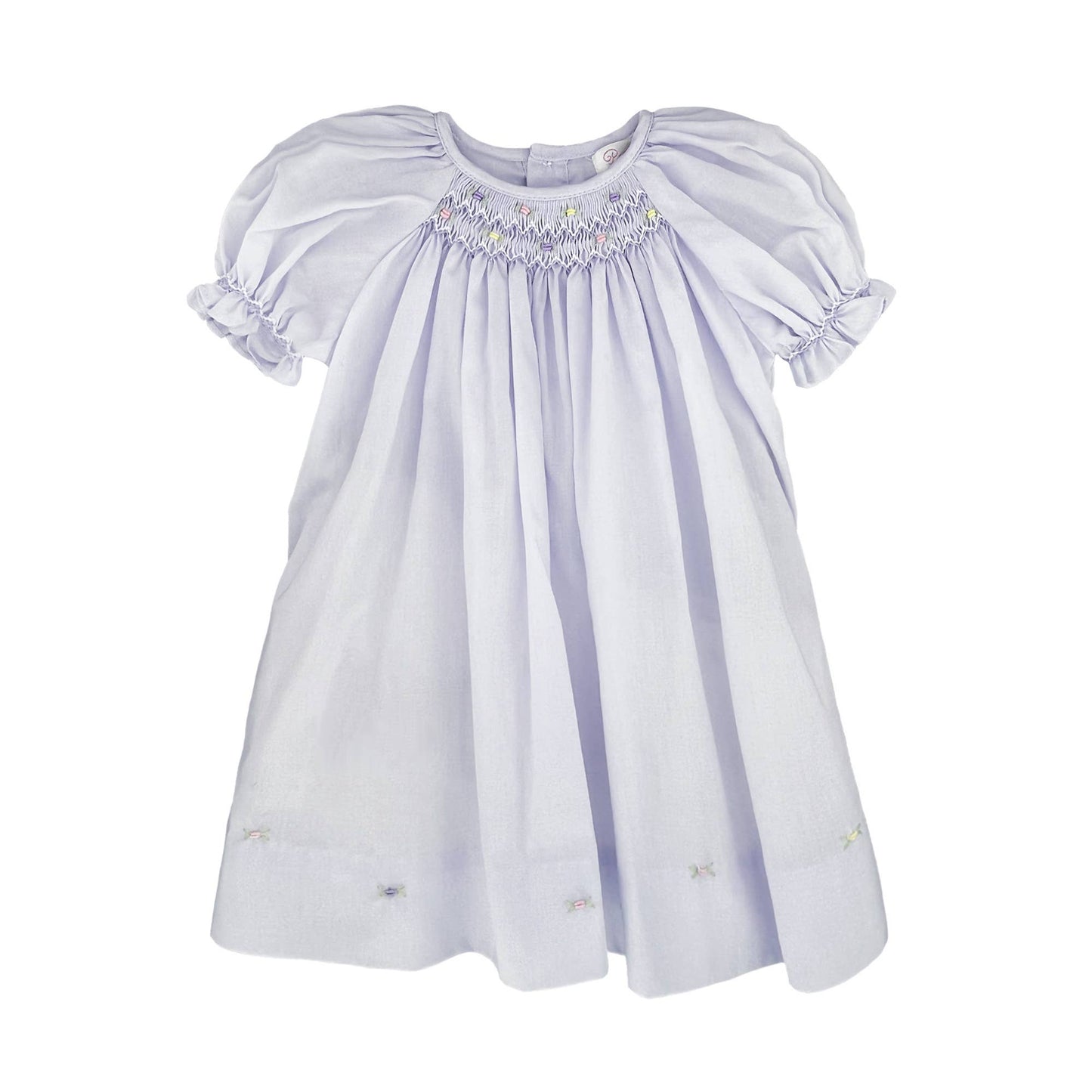 Petit Ami Daygown with Raglan Sleeves and Embroidered Hem: Lavender / 6 Month