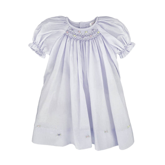 Petit Ami Daygown with Raglan Sleeves and Embroidered Hem: Lavender / 6 Month