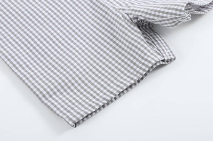 Lil Cactus - Gray Gingham Golf Shortalls