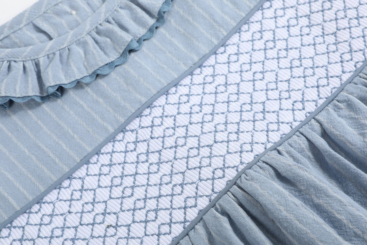 Lil Cactus Light Blue Pinstripe Smocked Ruffle Dress: 2T