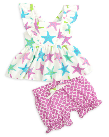 Posh Pickle - This One Knit Starfish Print Top & Bloomer Set