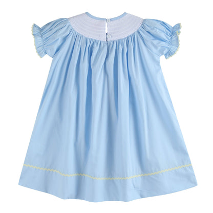 Lil Cactus - Light Blue Easter Smocked Bishop Dress