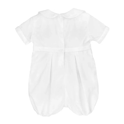 Embroidered Cross Christening Romper: 6 Month