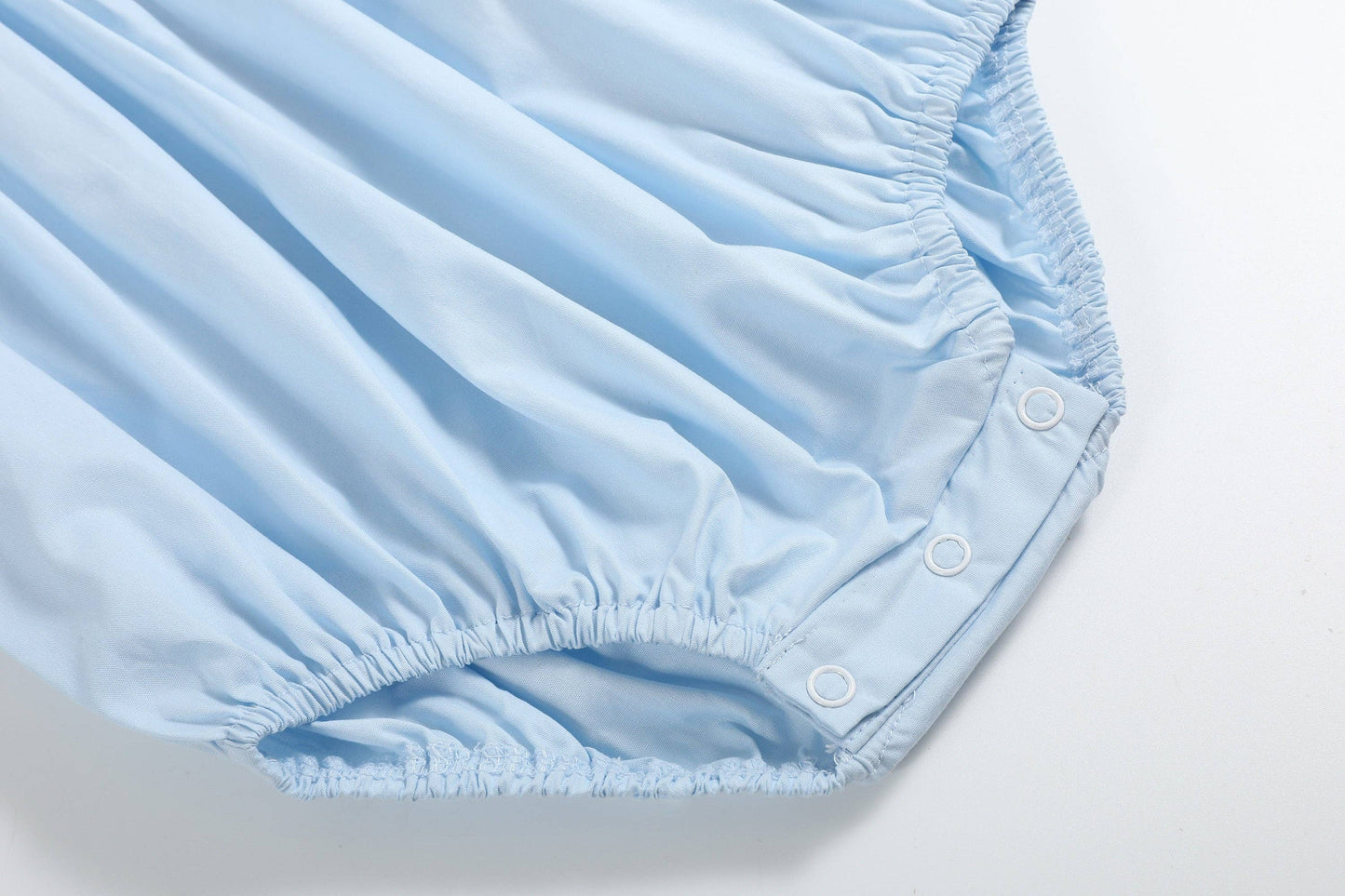 Blue and Pink Bow Smocked Romper: 18-24M