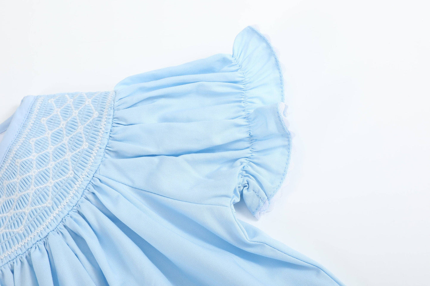 Lil Cactus Blue and White Smocked Bishop Dress: 5Y