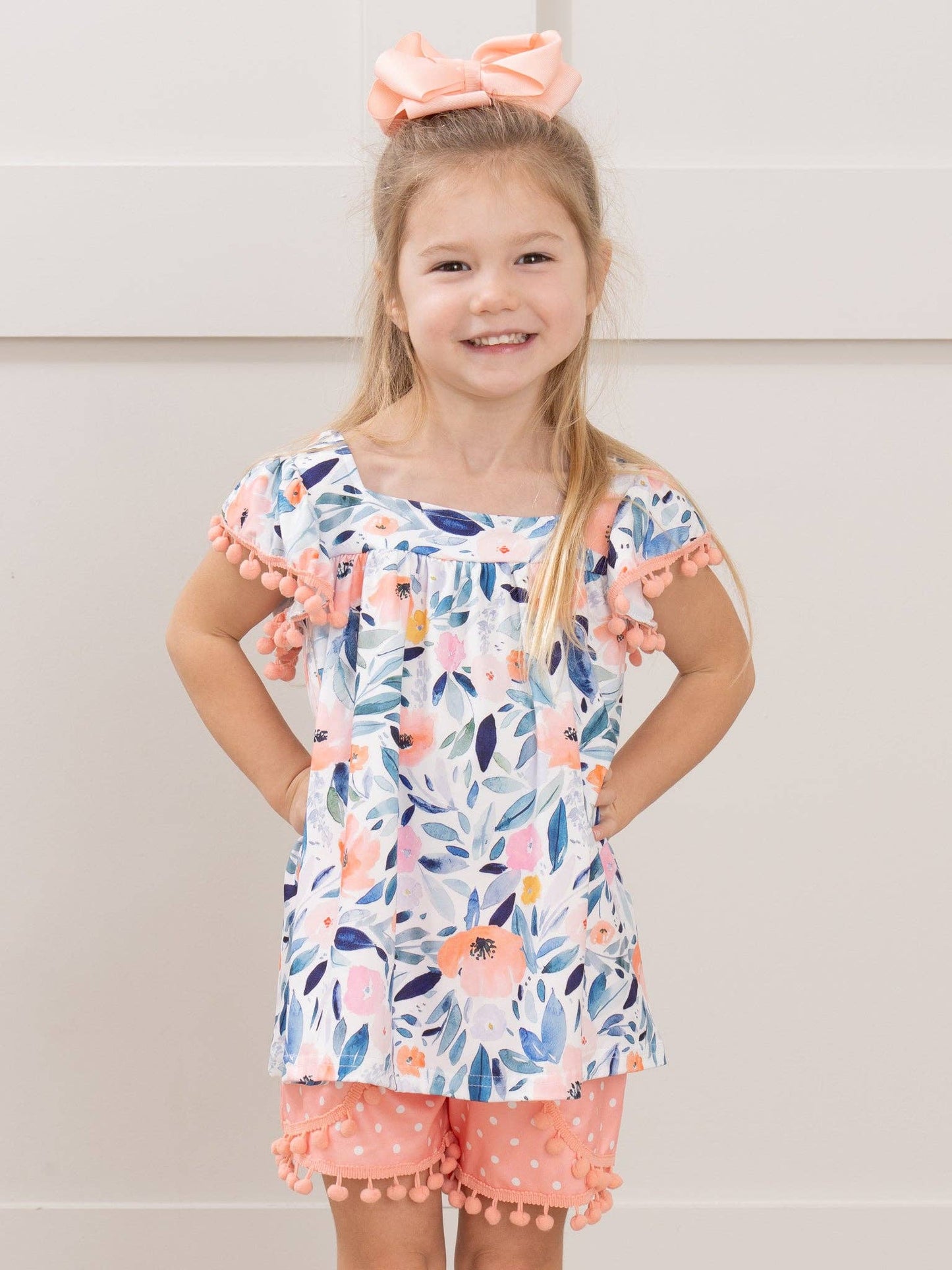 Marie Nicole Clothing - Blushing Susie Shorts & Tank Pom Pom Outfit