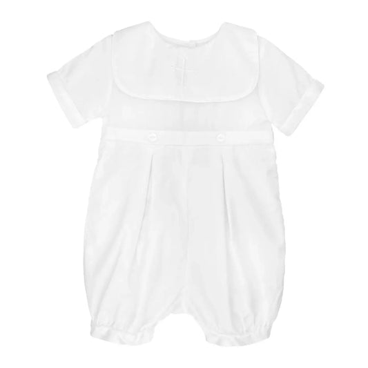 Embroidered Cross Christening Romper: 6 Month