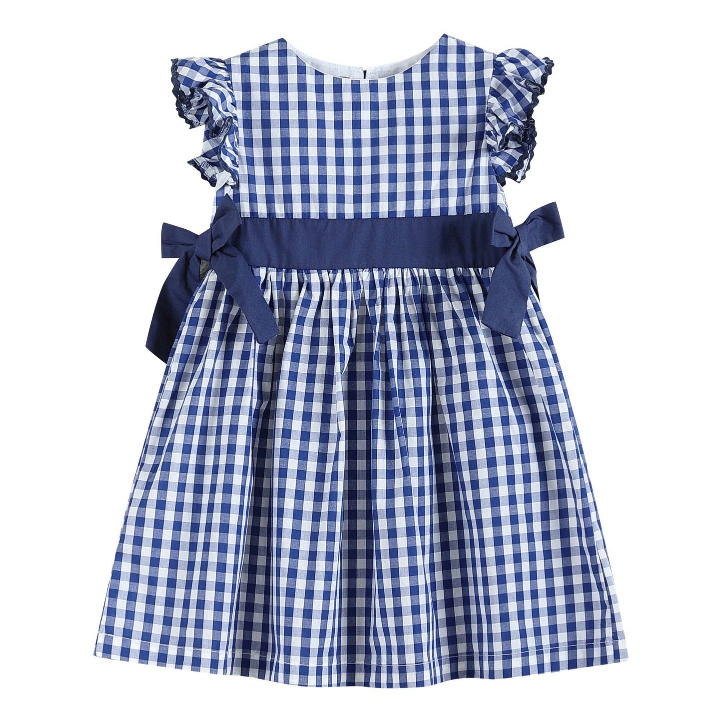 Lil Cactus - Royal Blue Gingham Ruffle Bow Dress