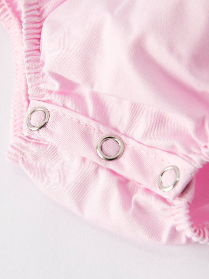 White Bow Smock Embroidered Pink Romper: 3M