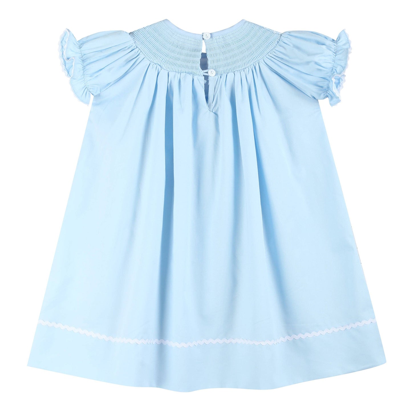 Lil Cactus Blue and White Smocked Bishop Dress: 5Y