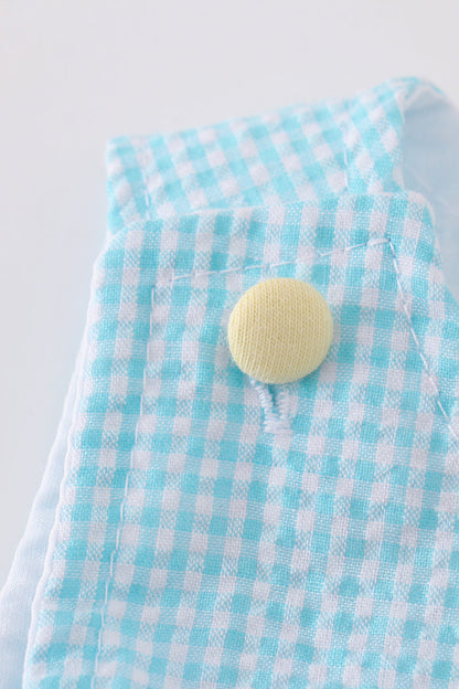 Abby & Evie Mint Bunny Egg Embroidery Gingham JonJon