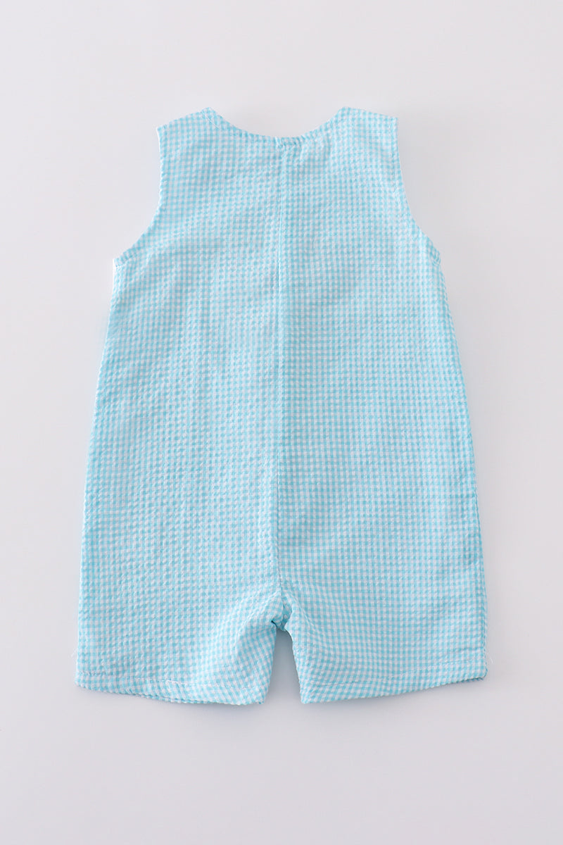 Abby & Evie Mint Bunny Egg Embroidery Gingham JonJon