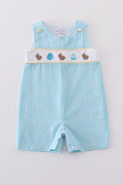 Abby & Evie Mint Bunny Egg Embroidery Gingham JonJon