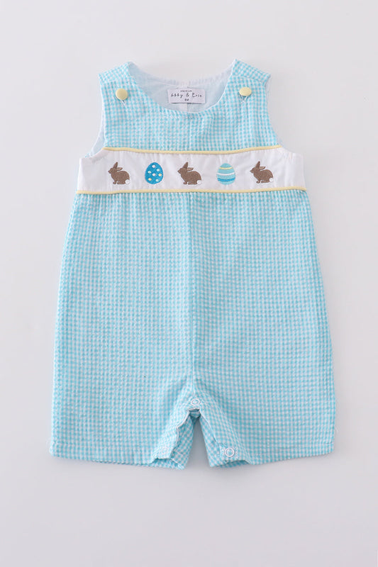 Abby & Evie Mint Bunny Egg Embroidery Gingham JonJon