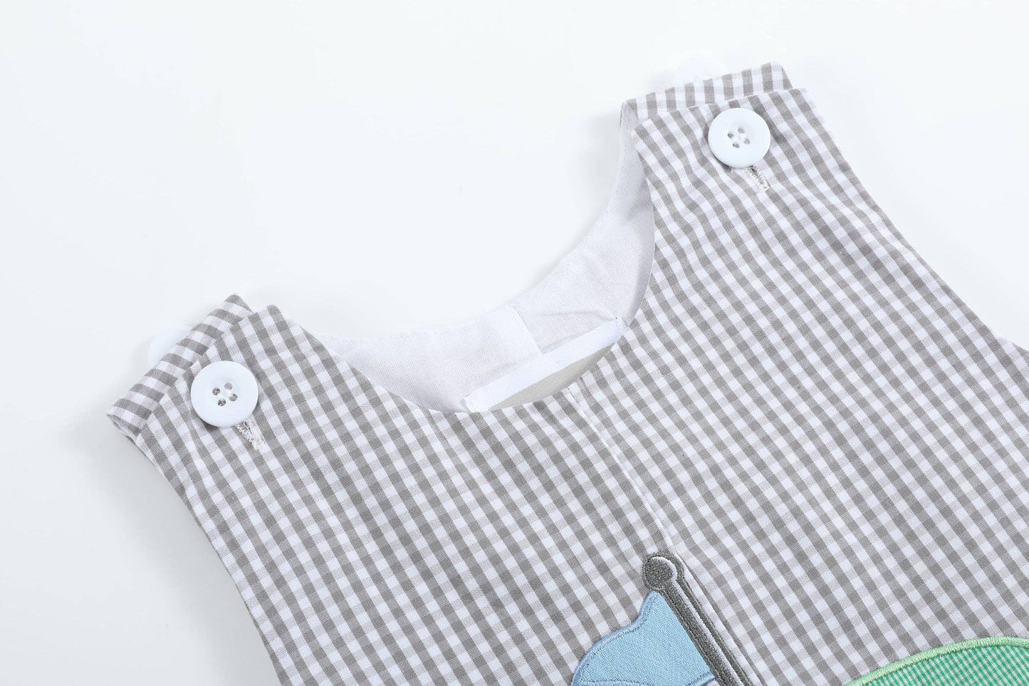 Lil Cactus - Gray Gingham Golf Shortalls