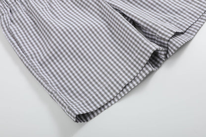 Lil Cactus - Blue Tractor Smocked Shirt and Gray Shorts Set