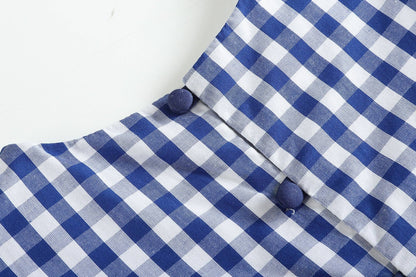 Lil Cactus - Royal Blue Gingham Ruffle Bow Dress