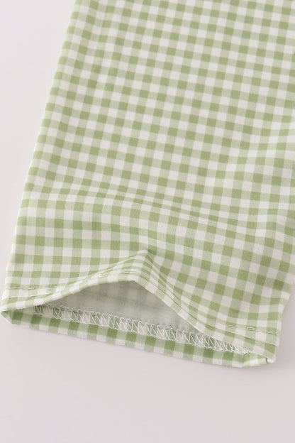 Blue tractor embroidery pants set