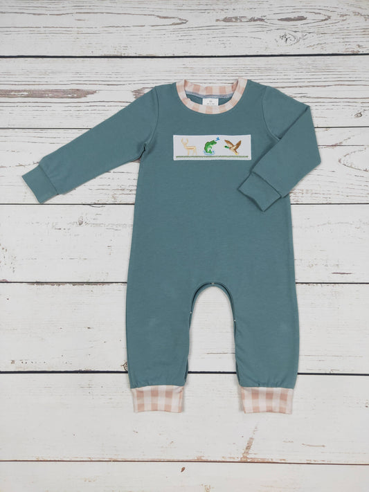 sassy kids palace - Hunting Appliqué Boy Romper